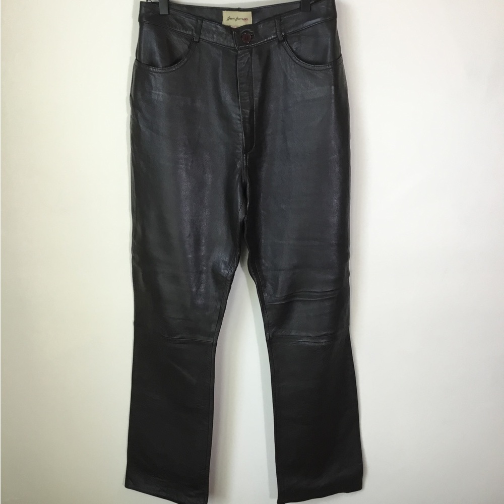 Rem Garson Dark Brown High‎ Waisted Leather Pants